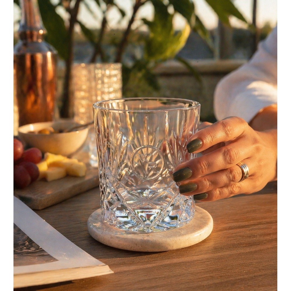 WOODFORD RESERVE Glencairn Crystal Embossed WR Logo Rocks Glass Barware Mancave